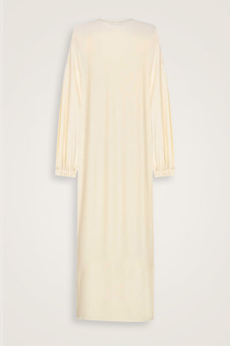 Yuvarlak Yaka Koyu Beyaz Penye Elbise - Imannoor (2)