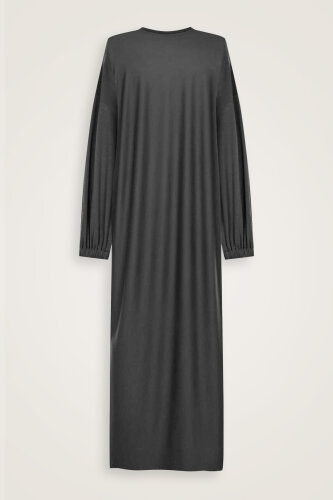 Yuvarlak Yaka Siyah Penye Elbise - Imannoor (2)