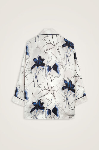 Zambaklar Açarken Gümüş Tivil İpek Kısa Kimono - Imannoor (3)