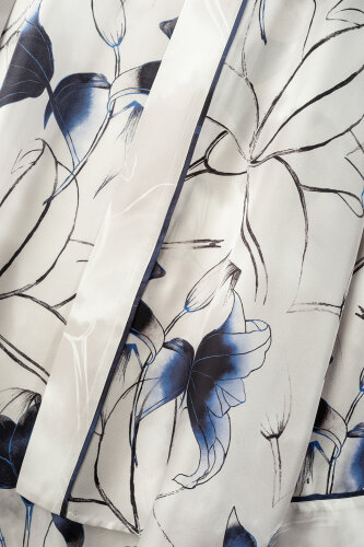 Zambaklar Açarken Gümüş Tivil İpek Kısa Kimono - Imannoor (1)