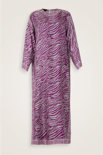 Zebra Silk Dress Fuchsia - Imannoor (1)