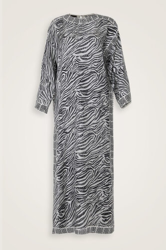 Zebra Silk Dress Grey - Imannoor (1)