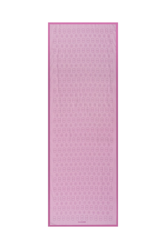 Zincir Baskı Pembe Floş Viskon Şal - 1