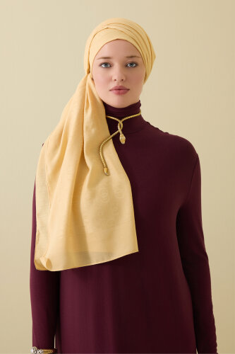 Zincir Desen Açık Bal Pamuk İpek Şal 70x210 