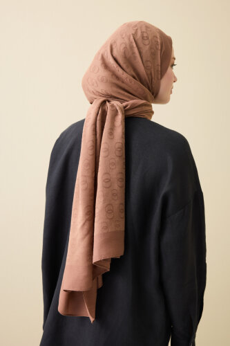 Zincir Desen Açık Kahverengi Pamuk İpek Şal 70x210 - Imannoor (3)