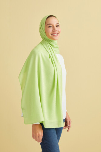 Zincir Desen Açık Yeşil Pamuk İpek Şal 70x210 