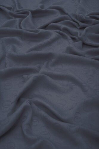 Zincir Desen Antrasit Pamuk İpek Şal 70x210 - 4