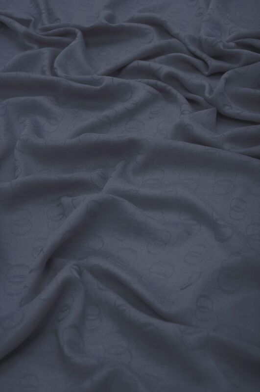 Zincir Desen Antrasit Pamuk İpek Şal 70x210 - 4