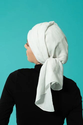 Zincir Desen Beyaz Pamuk İpek Şal 70x210 - Imannoor (2)