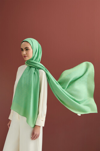 Zincir Desen Ege Yeşili Pamuk İpek Şal 70x210 - Imannoor (4)