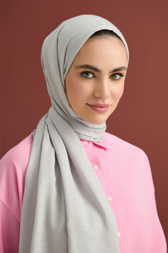 Zincir Desen Gri Pamuk İpek Şal 70x210 - Imannoor (3)