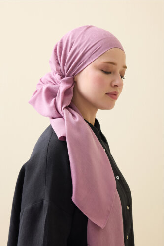 Zincir Desen Gül Kurusu Pamuk İpek Şal 70x210 