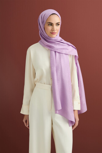 Zincir Desen Lavanta Pamuk İpek Şal 70x210 