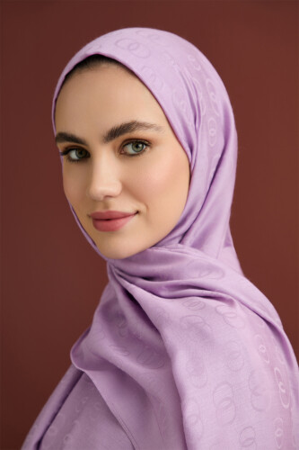 Zincir Desen Lavanta Pamuk İpek Şal 70x210 - Imannoor (3)