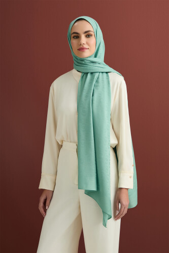 Zincir Desen Mint Pamuk İpek Şal 70x210 
