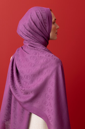 Zincir Desen Mor Pamuk İpek Şal 70x210 - Imannoor (3)