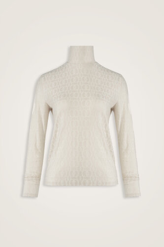 Zincir Jakar Krem Kısa Penye Bluz - Imannoor