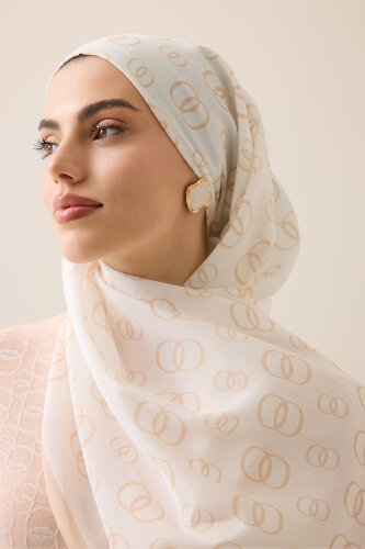 Zincir Logo Beyaz Pamuk Floş Şal 70x210 - Imannoor (3)