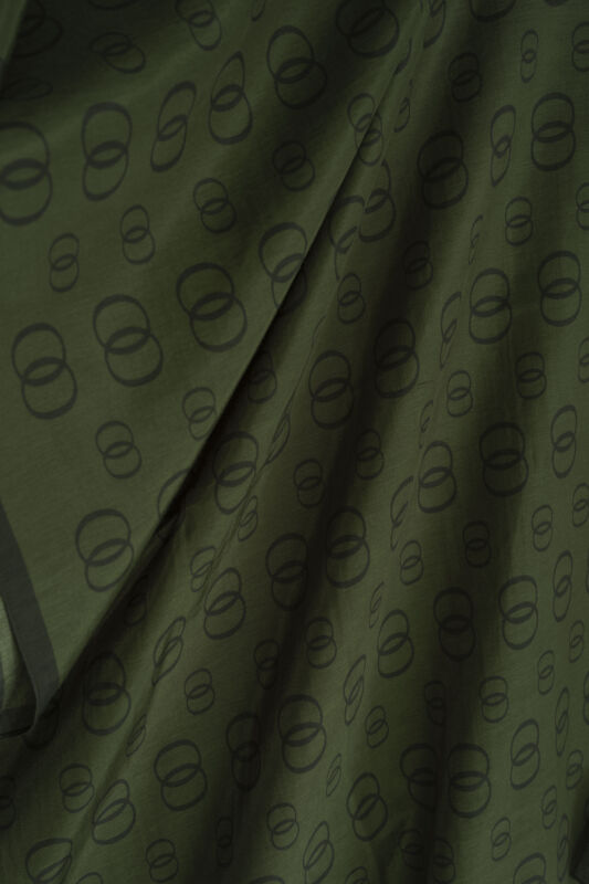 Zincir Logo Haki Pamuk Floş Şal 70x210 - 4