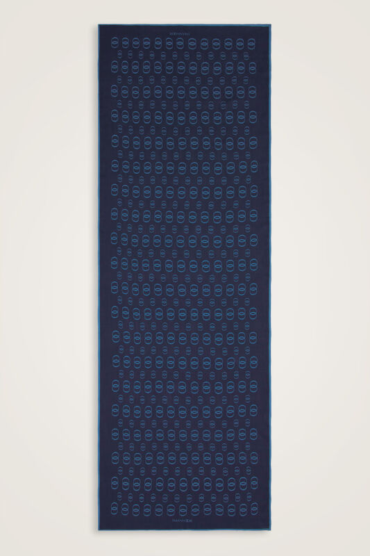 Zincir Logo Lacivert Pamuk Floş Şal 70x210 - 2