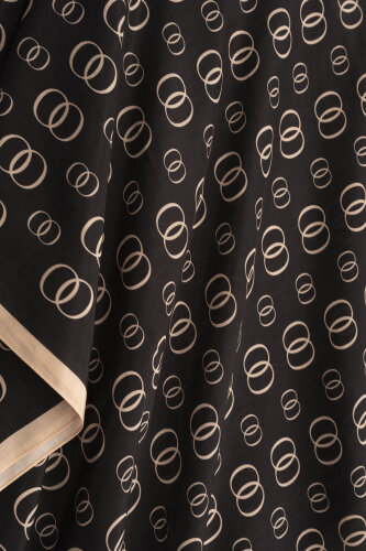 Zincir Logo Siyah-Krem Pamuk Floş Şal 70x210 - Imannoor (4)