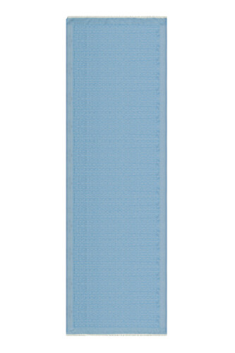 Zincir Monogram Mavi Pamuk İpek Şal - 1