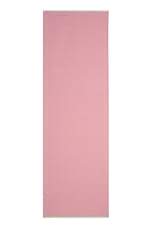 Zincir Monogram Pembe Pamuk İpek Şal - 1