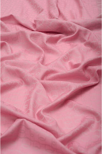 Zincir Monogram Pembe Pamuk İpek Şal - 3