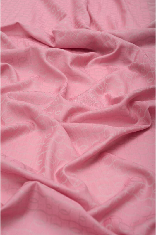 Zincir Monogram Pembe Pamuk İpek Şal - 3